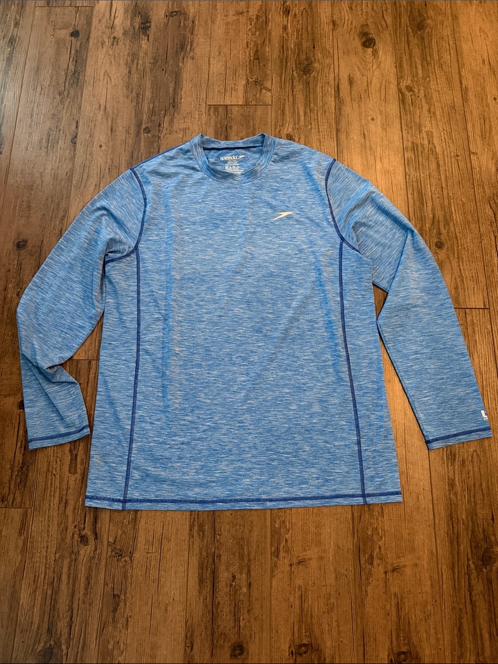 Speedo Light Blue Heather Long Sleeve Performance Top